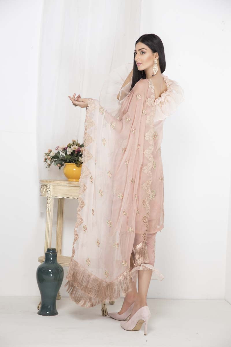 2104-ROSE-QUARTZ EMBROIDERED CRINKLE CHIFFON STITCHED