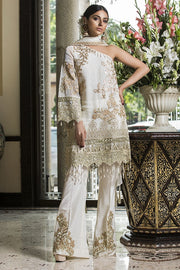 2119-WINTER-WHITE EMBROIDERED BEMBERG CHIFFON UNSTITCHED