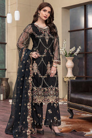 2147-BLACK-JEWEL EMBROIDERED BANARSI NET UNSTITCHED