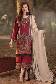 2165-ROSE-WOOD EMBROIDERED KHADDAR UNSTITCHED