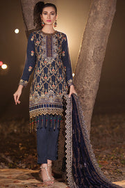 2168-MYSTIC-BLUE EMBROIDERED SILK UNSTITCHED