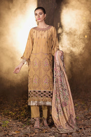 2169-GOLD-SHINE EMBROIDERED SILK KARANDI UNSTITCHED