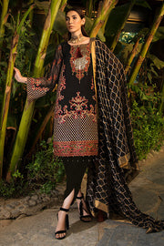 2181-INK-BLACK EMBROIDERED BEMBERG CHIFFON UNSTITCHED