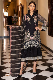 2183-MORINGA-BLACK  EMBROIDERED BEMBERG CHIFFON UNSTITCHED