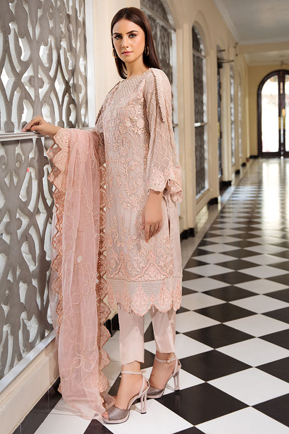 2184-LACEY-PINK EMBROIDERED BEMBERG CHIFFON UNSTITCHED