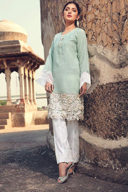 2198-PISTA-GREEN EMBROIDERED ORGANZA STITCHED