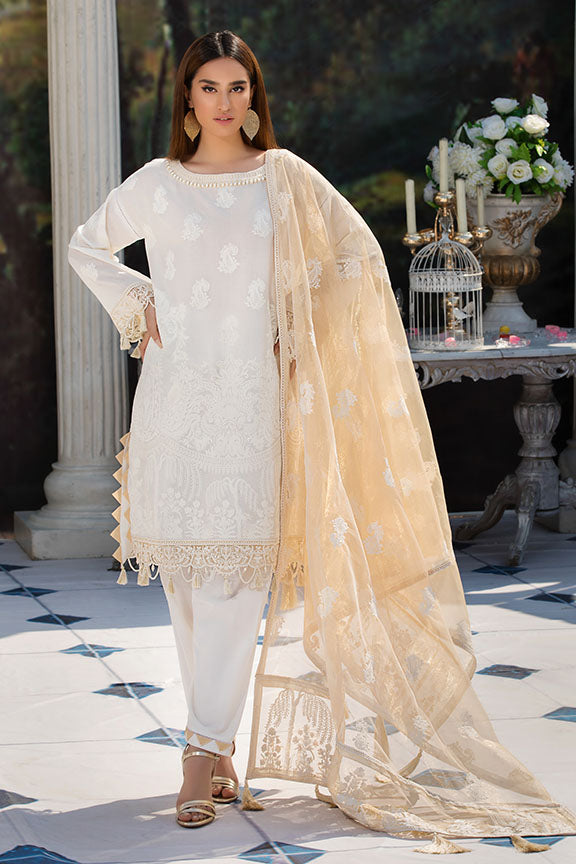 2203-DREAMY-WHITE EMBROIDERED LAWN UNSTITCHED