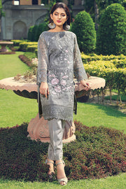 2238-DARK-GREY EMBROIDERED ORGANZA STITCHED