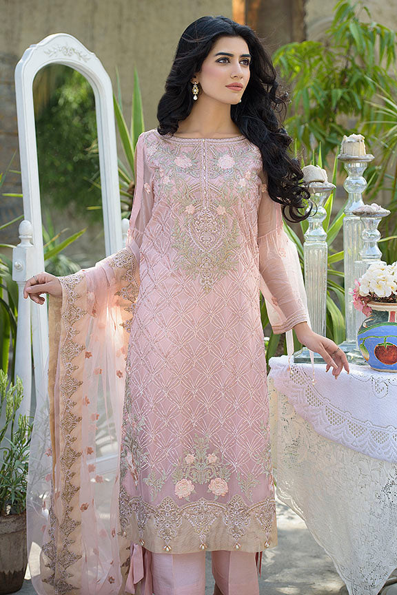 2255-CHESTNUT-PINK EMBROIDERED BEMBERG CHIFFON UNSTITCHED