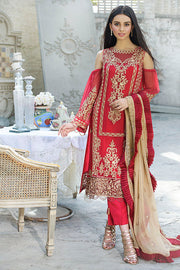 2259-ROYAL-CRIMSON EMBROIDERED BEMBERG CHIFFON UNSTITCHED