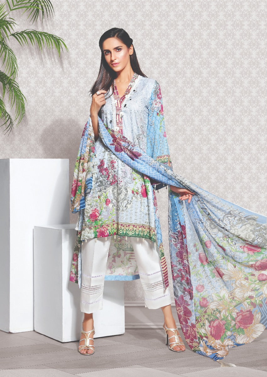 2266-WELDONE-BLUE DIGITAL PRINTED LAWN UNSTITCHED