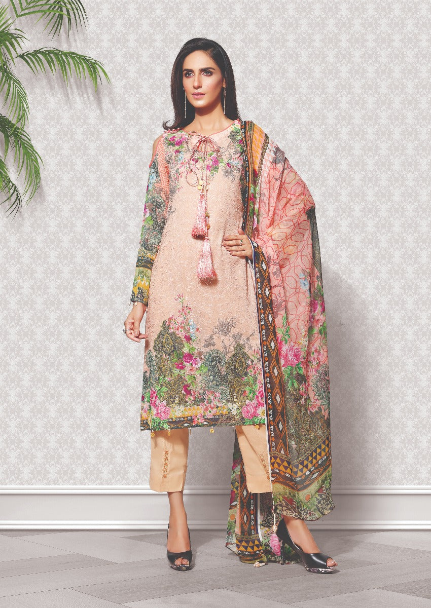 2270-MOCHA-PINK DIGITAL PRINTED LAWN UNSTITCHED