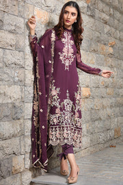 2287-BLINKED-PLUM EMBROIDERED BEMBERG CHIFFON UNSTITCHED