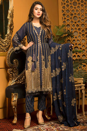 2301-RUSTY-GLAM EMBROIDERED CHIFFON STITCHED