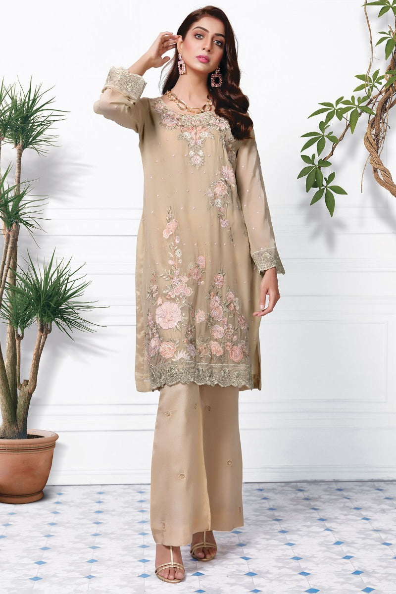 2362-SKIN EMBROIDERED CHIFFON STITCHED