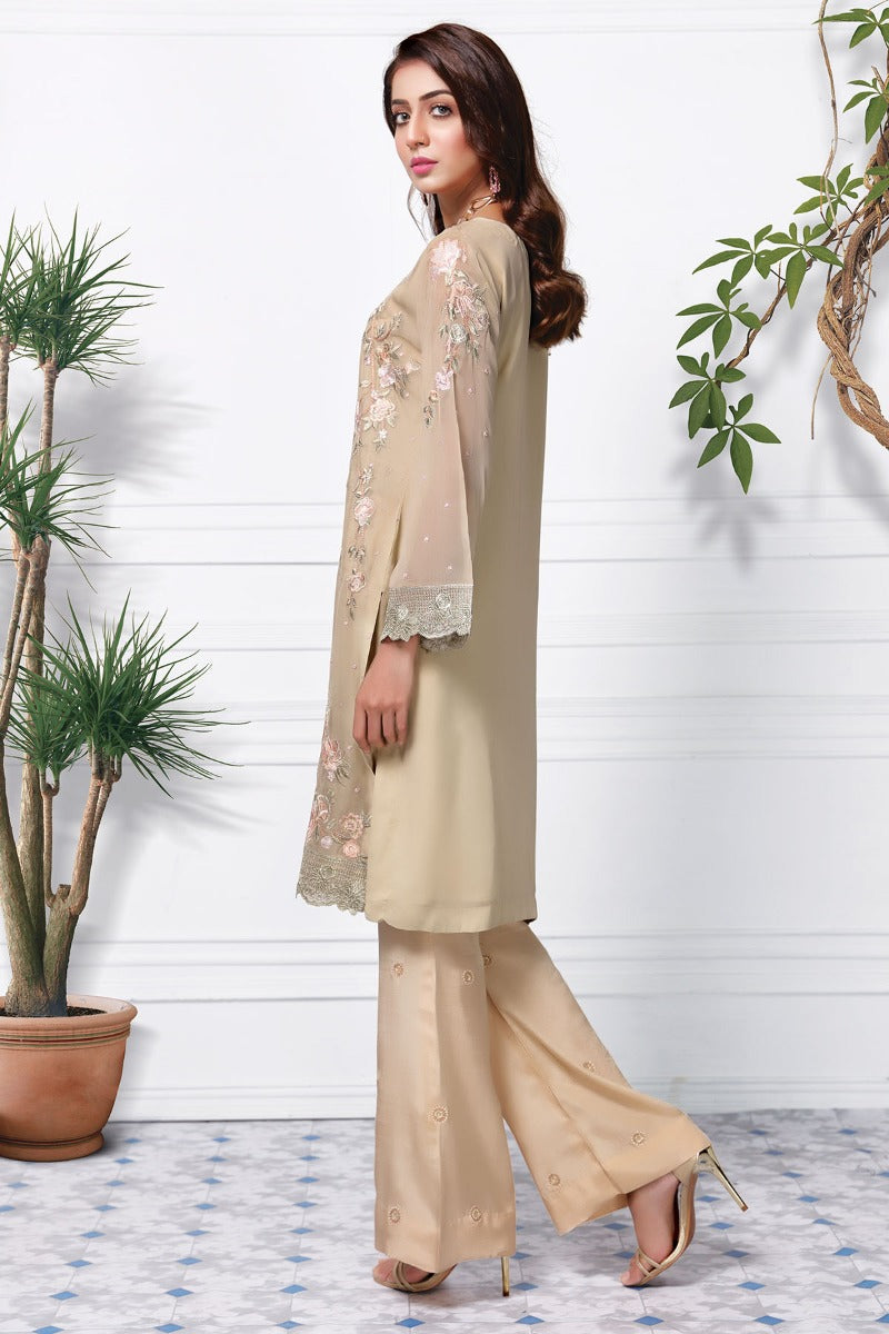 2362-SKIN EMBROIDERED CHIFFON STITCHED