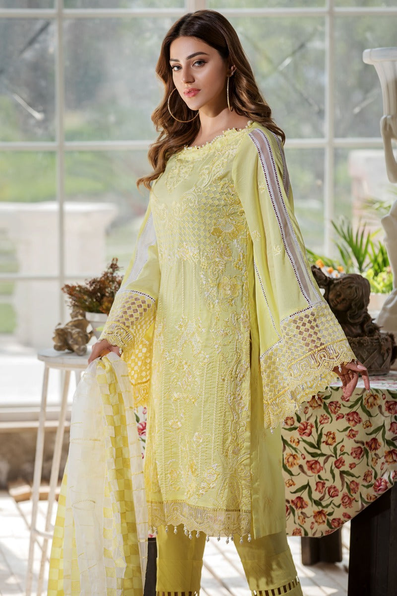 2454-DAISY-YELLOW EMBROIDERED LAWN UNSTITCHED