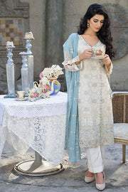 2260-ASH-CREAM EMBROIDERED BEMBERG CHIFFON UNSTITCHED